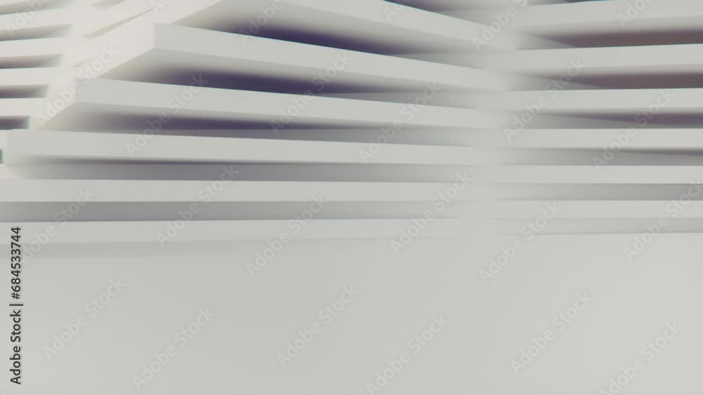 Aufkleber Close-up of white abstract modern pattern formed by rectangular shapes. Geometric abstract art background. Digital seamless loop animation. 3d rendering. 4K, Ultra HD resolution