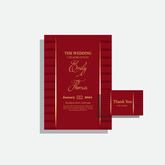 Vector wedding invitation card template design with thank you card.