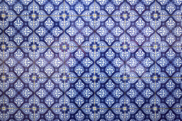 Azulejo - Traditional Glazed Tile on Walls of Portuguese Buildings - in Aveiro, Portugal. - 684534961