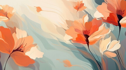 Stylized vibrant poppies on a soft backdrop, blending modern art with a touch of nature's charm