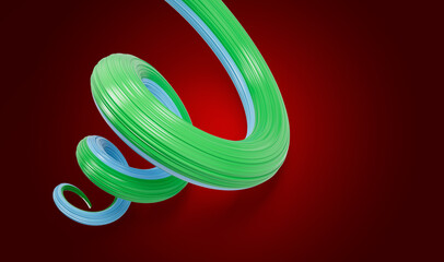 3d Flag of Djibouti 3d Spiral Glossy Ribbon Of Djibouti On Red Background, 3d Illustration