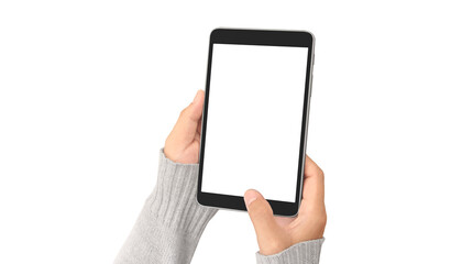 Hands holding  tablet touch computer