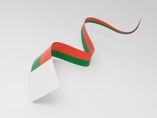 3d Flag Of Madagascar 3d Wavy Shiny Madagascar Ribbon Isolated On White Background 3d Illustration