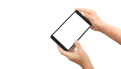 Hands holding  tablet touch computer