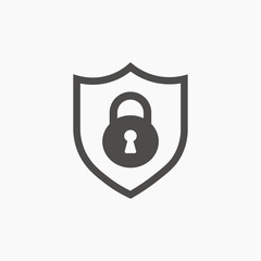 Shield and Lock icon vector. security, cyber symbol sign