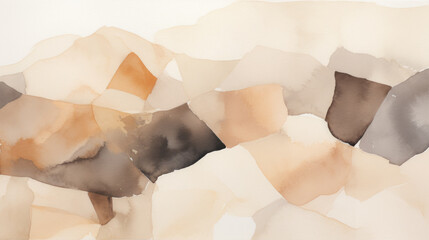 Ocher Watercolor Wallpaper With Added Black On Watercolor Paper Created Using Artificial Intelligence