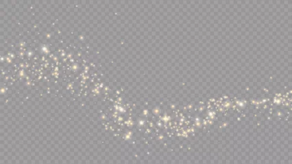 Fotobehang Vector golden sparkling falling star. Stardust trail. Cosmic glittering wave. Stock royalty free vector illustration. PNG © Vector light Studio