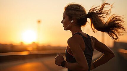 beautiful woman running and live a healthier lifestyle by feeling the wind in your hair and the sun on your skin