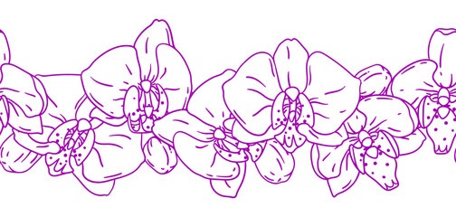 Pattern with orchid flowers. Beautiful decorative plants.