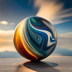 3d render of a globe on the beach