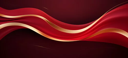 Poster Abstract luxury red gold background. Modern golden line wave design template © Lucky Ai