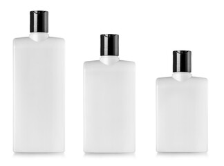 Set of white bottles isolated on white background