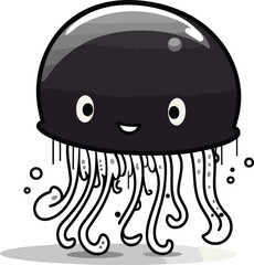 Jellyfish cartoon mascot character vector illustration eps10