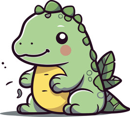 Cute cartoon crocodile vector illustration isolated on white background