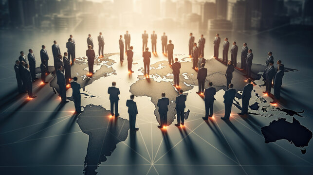 illustration of the leader of a large business multinational organization with a wide network in the world