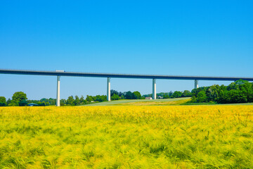 Mintarder Ruhr Valley Bridge with the surrounding nature. Landscape in the Ruhr area.