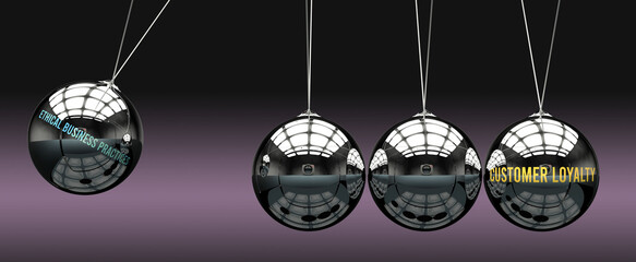Ethical business practices leads to Customer loyalty. Cause and effect relation between them.,3d illustration