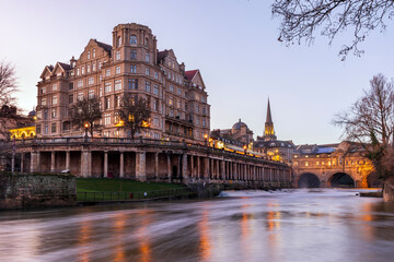 Twilight by the River Avon in Bath, Somerset.