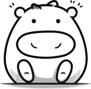 Cute hippopotamus cartoon character on a white background vector illustration