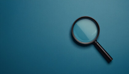 magnifying glass on the blue background 