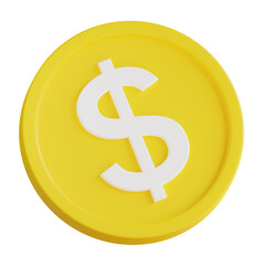3d coin illustration with transparent background