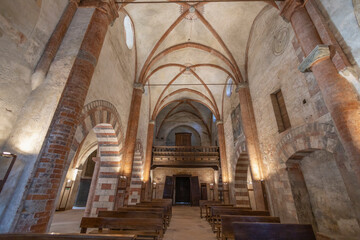 BUTTIGLIERA ALTA, ITALY, OCTOBER 11, 2023 - Inner of Sant'Antonio of Ranverso' s Abbey in...