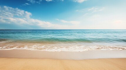 Fototapeta na wymiar Empty sand beach in front of summer sea background
