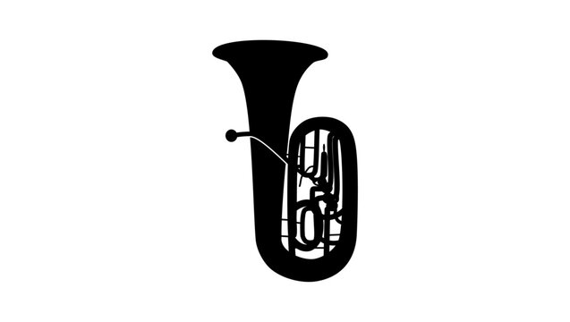 Instrument tuba, black isolated silhouette 