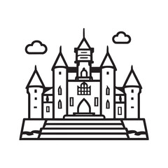 line illustration of victorian castle