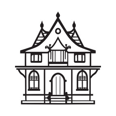 line illustration of victorian castle