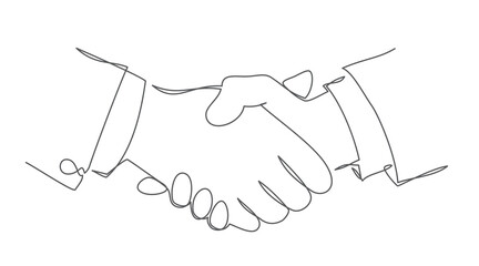 Handshake One line drawing isolated on white background
