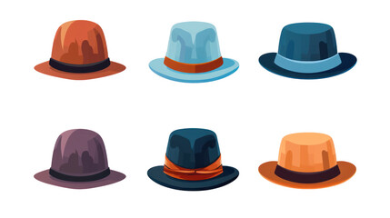 Collection of different hats, illustration, isolated or white background