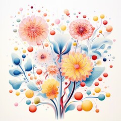 Stylized floral illustration with colorful abstract design. Artistic background.