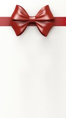 White christmas greeting card with red ribbon. Generative ai