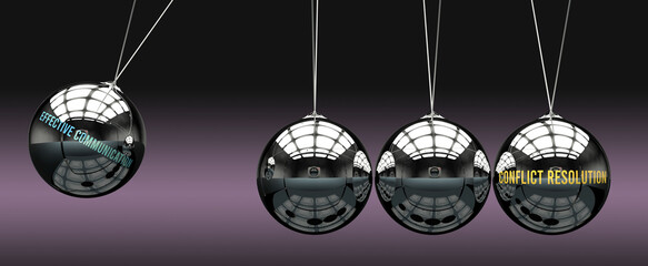 Effective communication leads to Conflict resolution. Cause and effect relation between them.,3d illustration