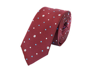 Dark red elegant necktie isolated on white background.