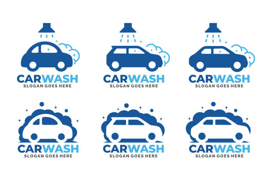 Car wash logo set design vector