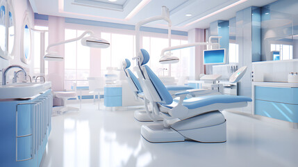 Modern Dental Workspace Blue and White Interior Design