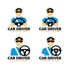 Car driver logo set design vector illustration - obrazy, fototapety, plakaty