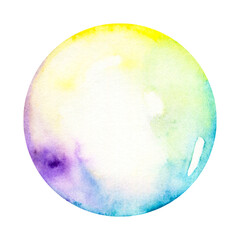 Watercolor illustration of soap bubble isolated on a white background.