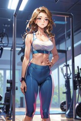 Fototapeta na wymiar Young woman exercising at the gym.