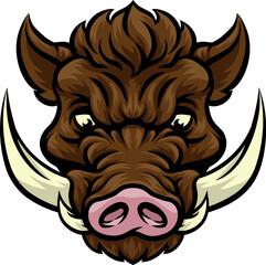 A wild boar hog razorback warthog sports mascot cartoon pig character