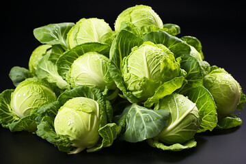 Fototapeta premium White cabbage isolated on a black background
