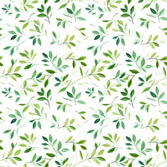 a green leaf on a white seamless pattern background.