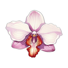isolated illustration of pink orchid exotic flower. Created with Generative AI