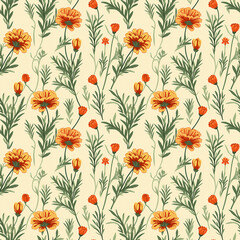 flowers with the stems showing seamless pattern background