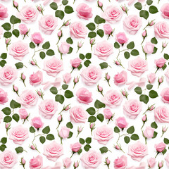 fresh pink roses seamless pattern background