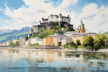Fototapeta premium castle in the river