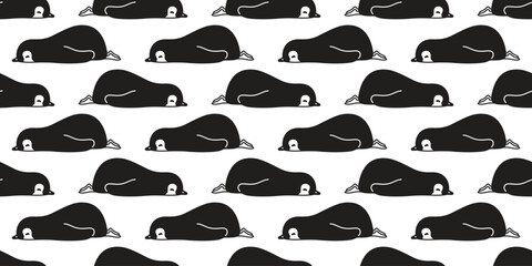 penguin seamless pattern sleeping cartoon bird doodle gift wrapping paper tile background repeat wallpaper illustration isolated design © CNuisin
