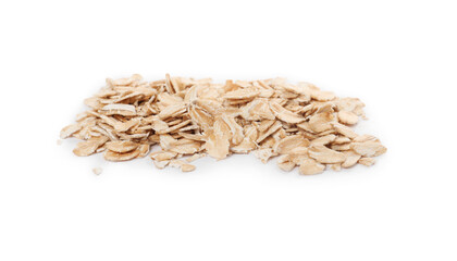 Pile of rolled oats isolated on white